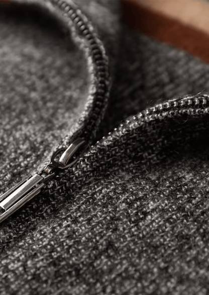 PURE CASHMERE STRIPED ZIP CARDIGAN - LORMIER - 