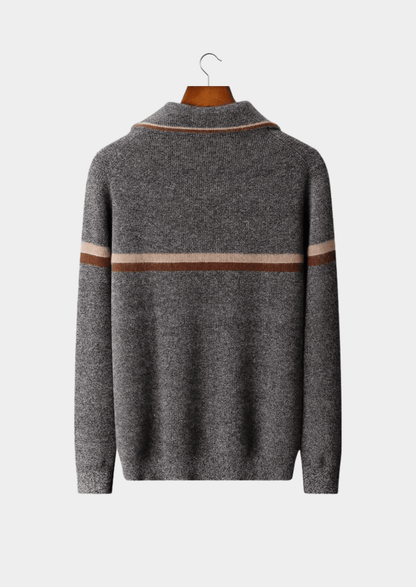PURE CASHMERE STRIPED ZIP CARDIGAN - LORMIER - 