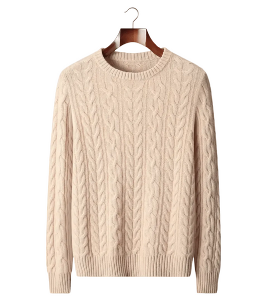 PURE EXTRA - FINE MERINO WOOL CABLE KNIT CREWNECK - LORMIER - 
