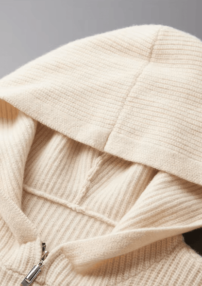 PURE EXTRA - FINE MERINO WOOL HALF ZIPPER HOODIE - LORMIER - 