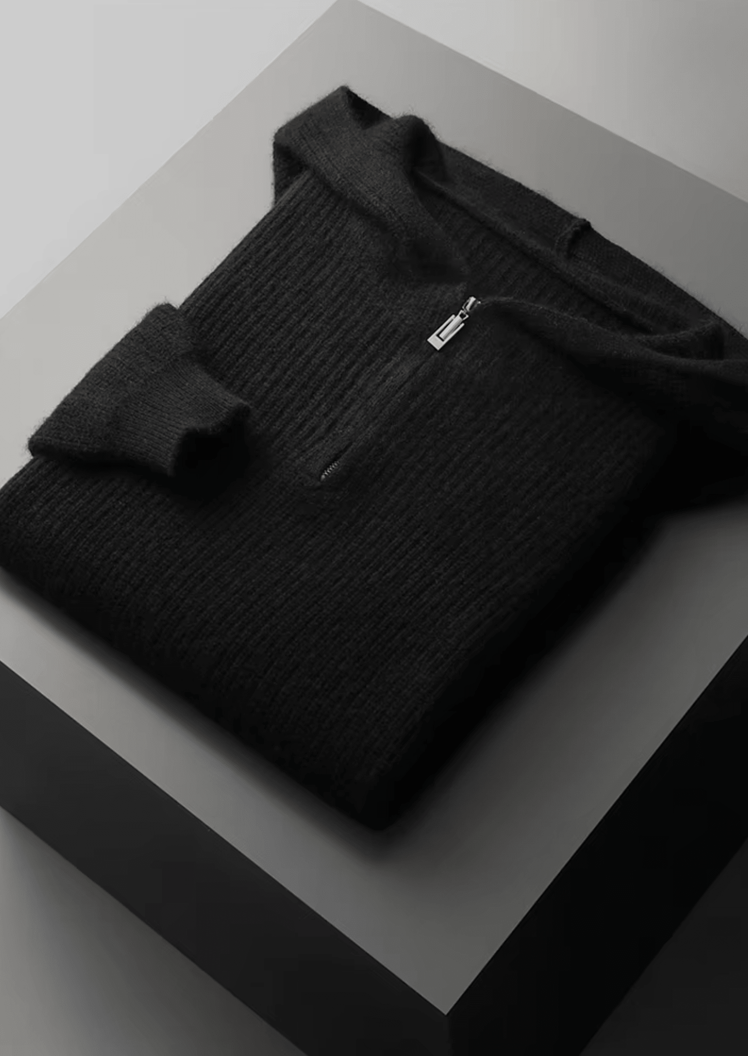 PURE EXTRA - FINE MERINO WOOL HALF ZIPPER HOODIE - LORMIER - 