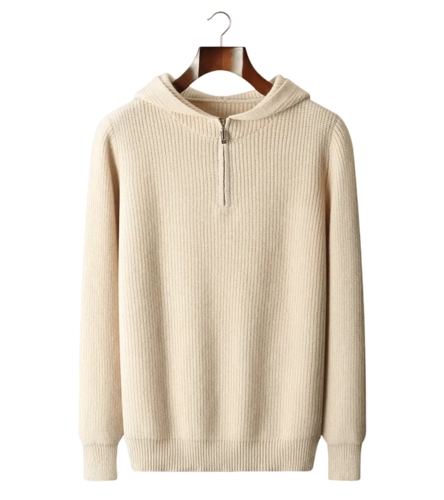PURE EXTRA - FINE MERINO WOOL HALF ZIPPER HOODIE - LORMIER - 