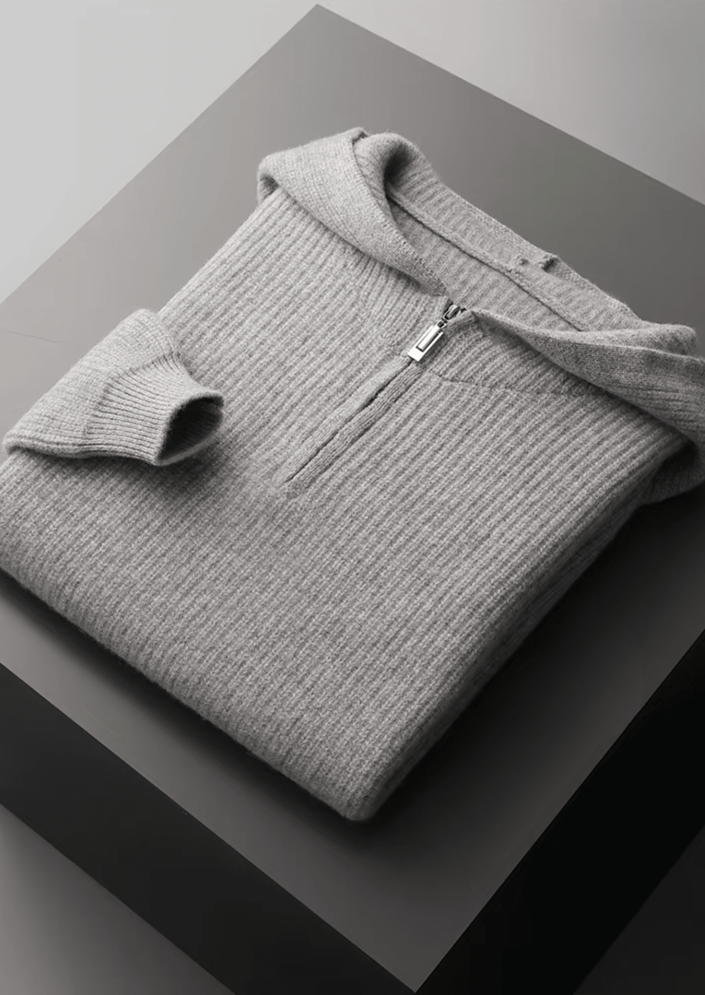 PURE EXTRA - FINE MERINO WOOL HALF ZIPPER HOODIE - LORMIER - 