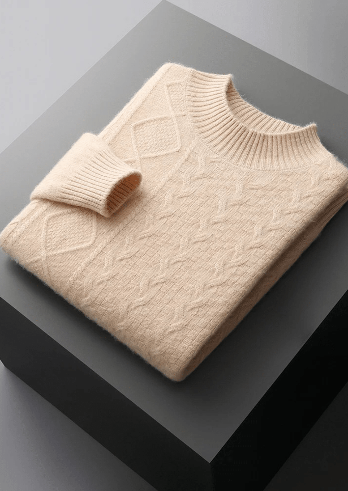 PURE EXTRA - FINE MERINO WOOL JACQUARD MOCKNECK - LORMIER - 