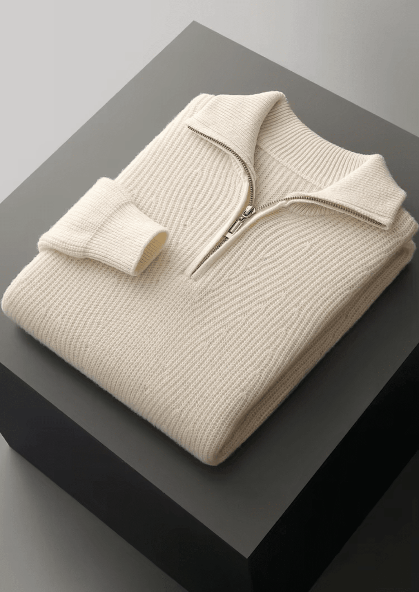 PURE EXTRA - FINE MERINO WOOL RIBBED HALF - ZIP - LORMIER - 