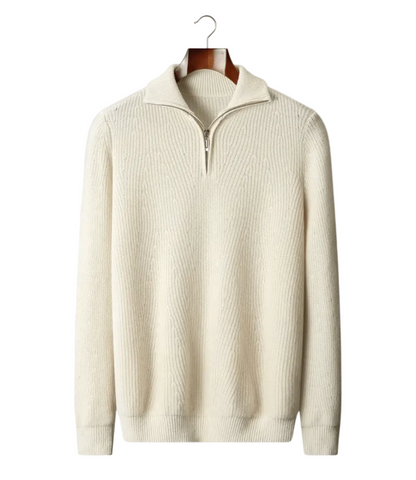 PURE EXTRA - FINE MERINO WOOL RIBBED HALF - ZIP - LORMIER - 