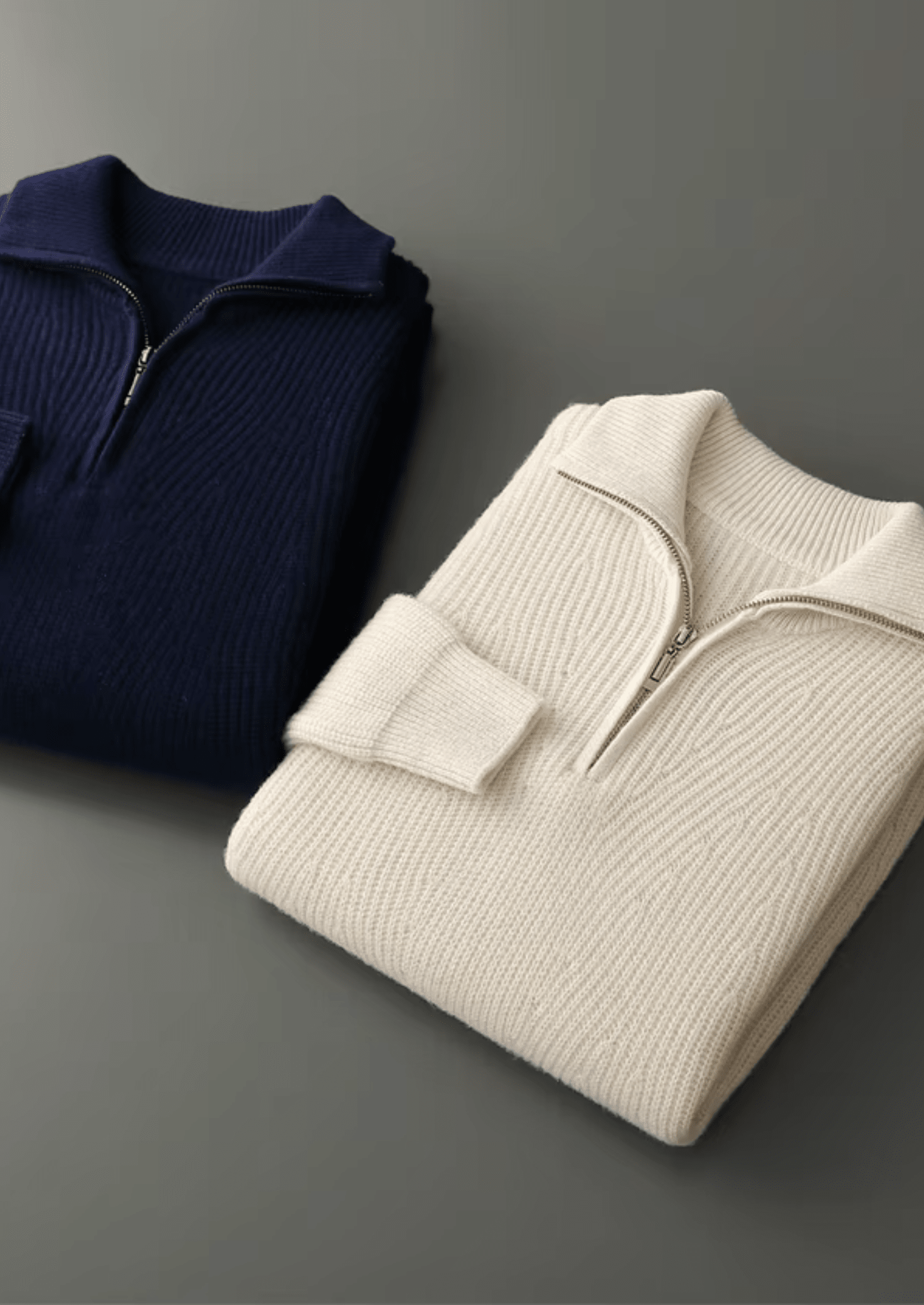PURE EXTRA - FINE MERINO WOOL RIBBED HALF - ZIP - LORMIER - 