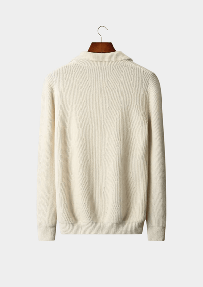 PURE EXTRA - FINE MERINO WOOL RIBBED HALF - ZIP - LORMIER - 