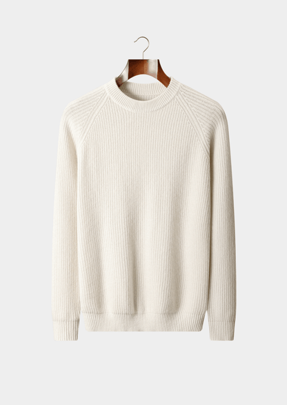 PURE EXTRA - FINE MERINO WOOL RIBBED RAGLAN CREWNECK - LORMIER - 