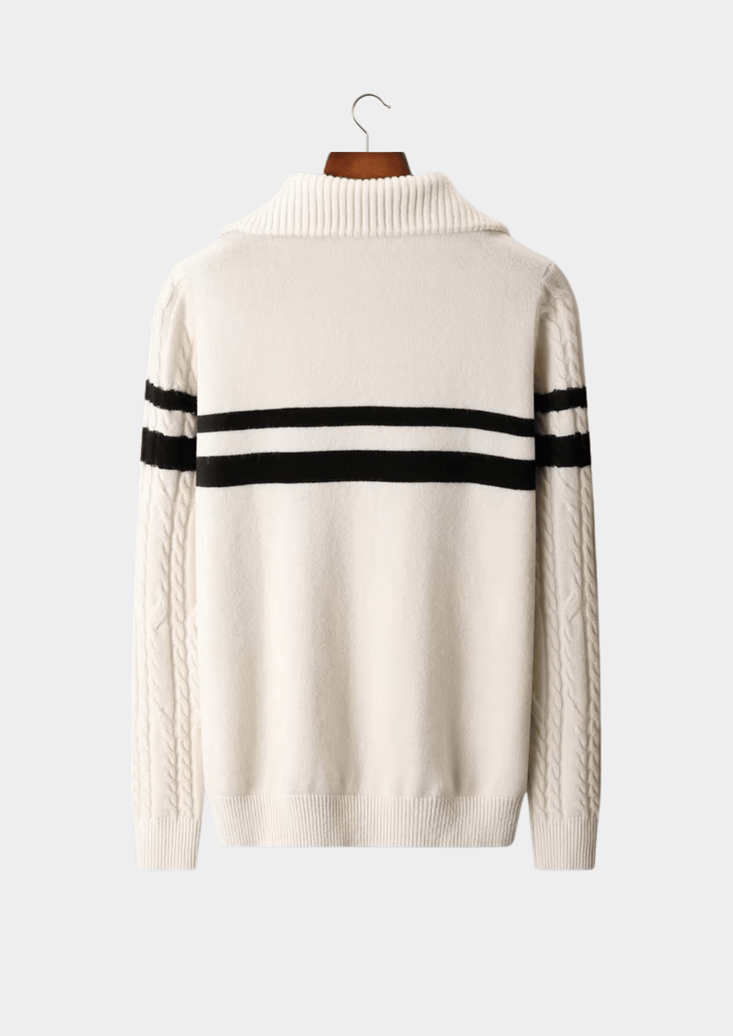 PURE EXTRA - FINE MERINO WOOL STRIPED HALF - ZIP SWEATER - LORMIER - 