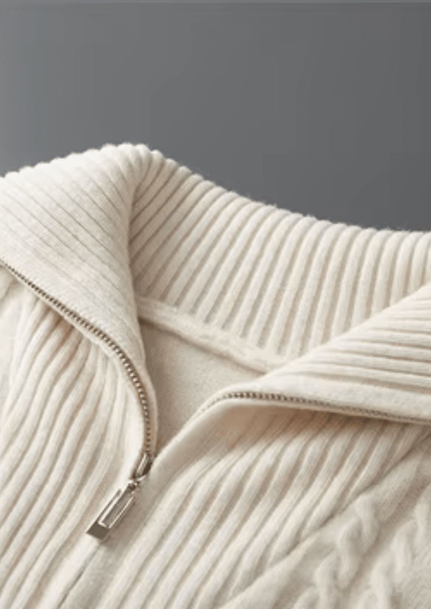 PURE EXTRA - FINE MERINO WOOL STRIPED HALF - ZIP SWEATER - LORMIER - 