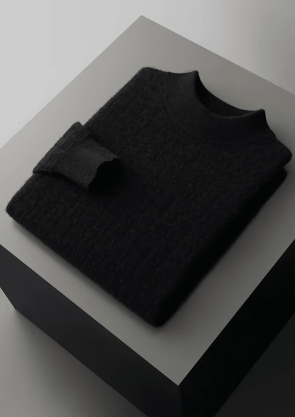 PURE EXTRA - FINE MERINO WOOL TEXTURED MOCKNECK - LORMIER - 