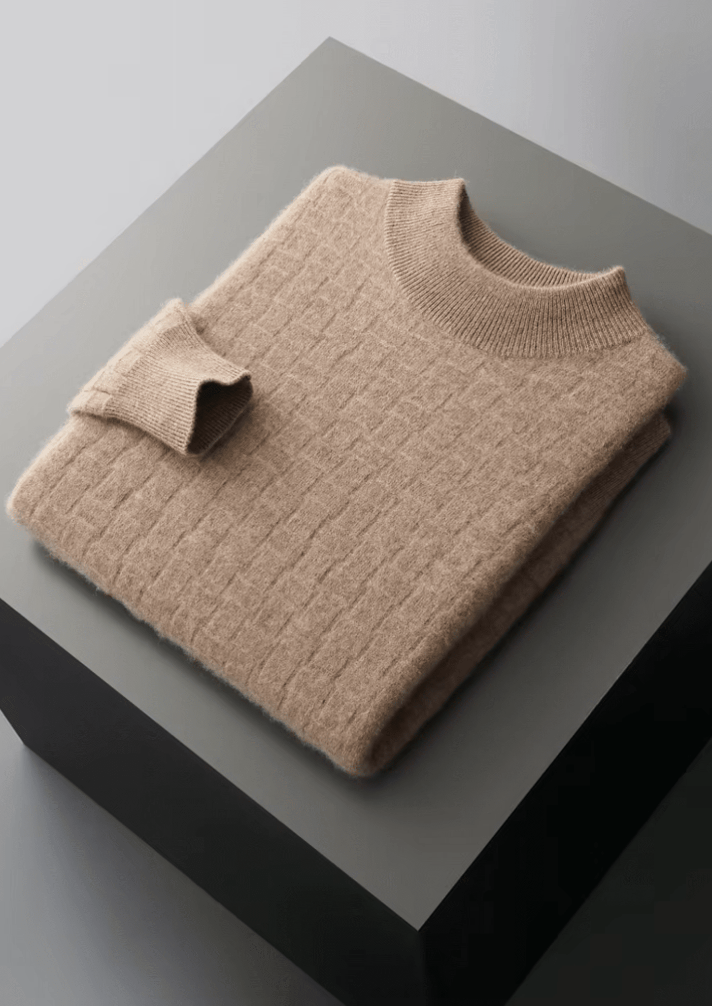 PURE EXTRA - FINE MERINO WOOL TEXTURED MOCKNECK - LORMIER - 