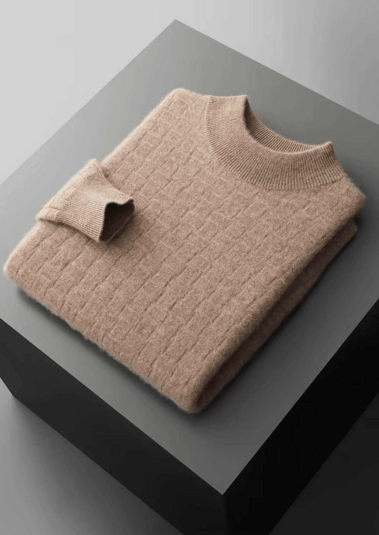PURE EXTRA - FINE MERINO WOOL TEXTURED MOCKNECK - LORMIER - 