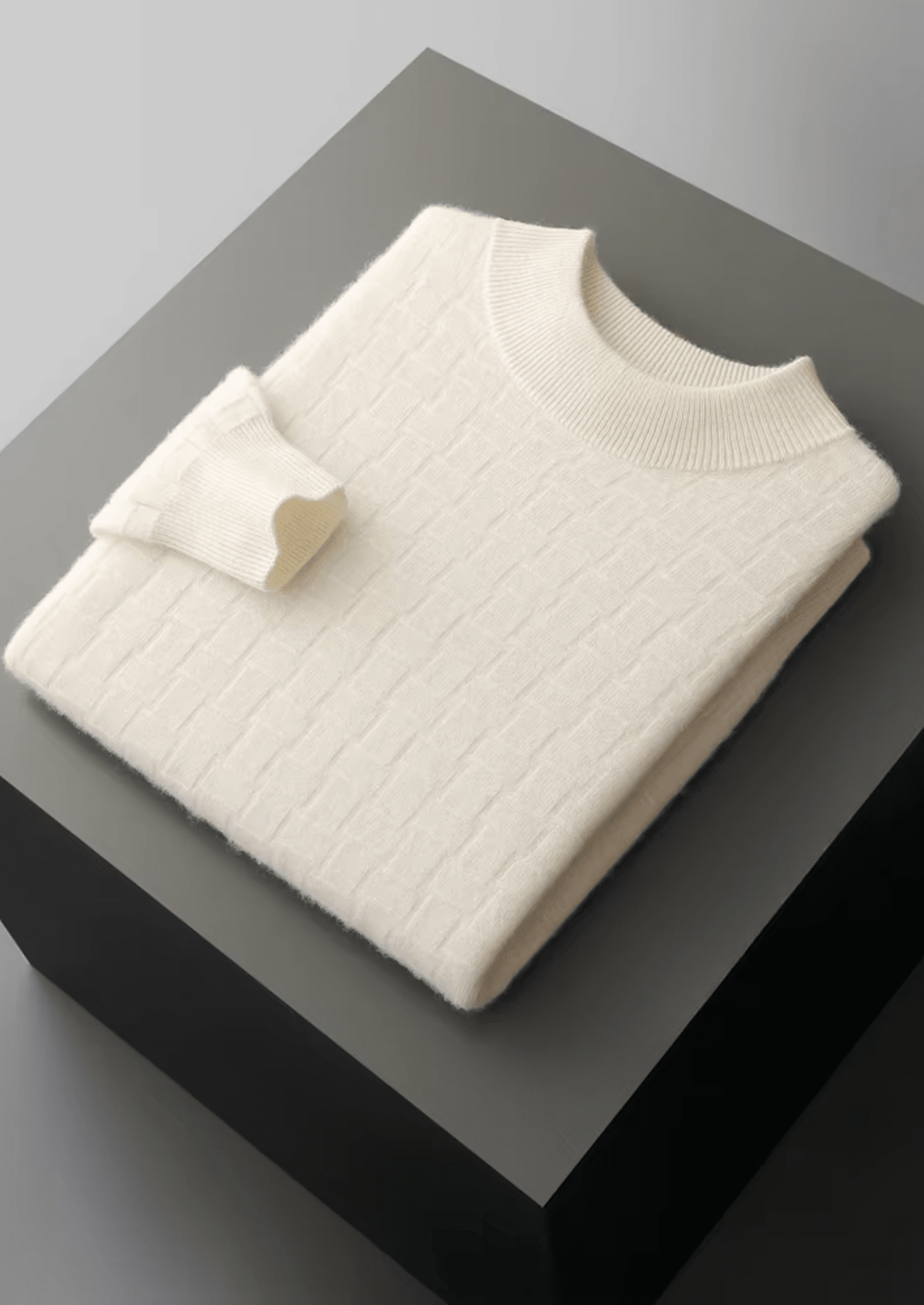 PURE EXTRA - FINE MERINO WOOL TEXTURED MOCKNECK - LORMIER - 