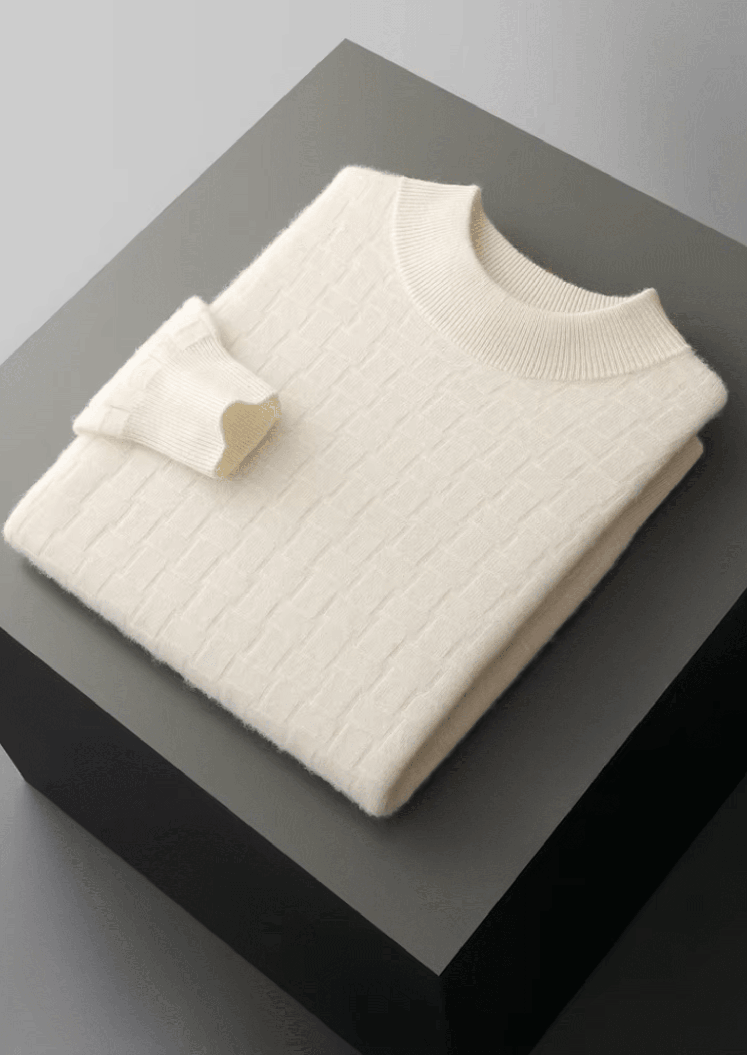 PURE EXTRA - FINE MERINO WOOL TEXTURED MOCKNECK - LORMIER - 