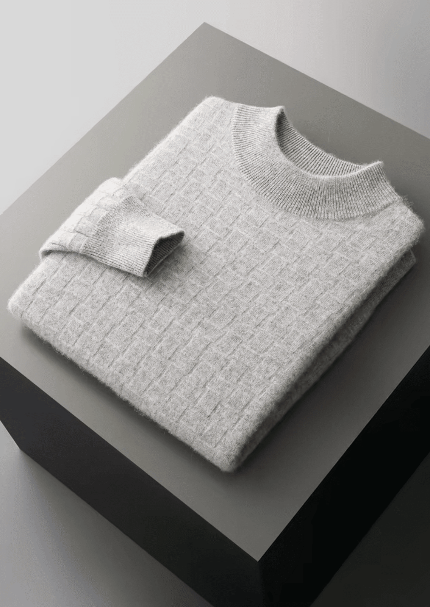 PURE EXTRA - FINE MERINO WOOL TEXTURED MOCKNECK - LORMIER - 