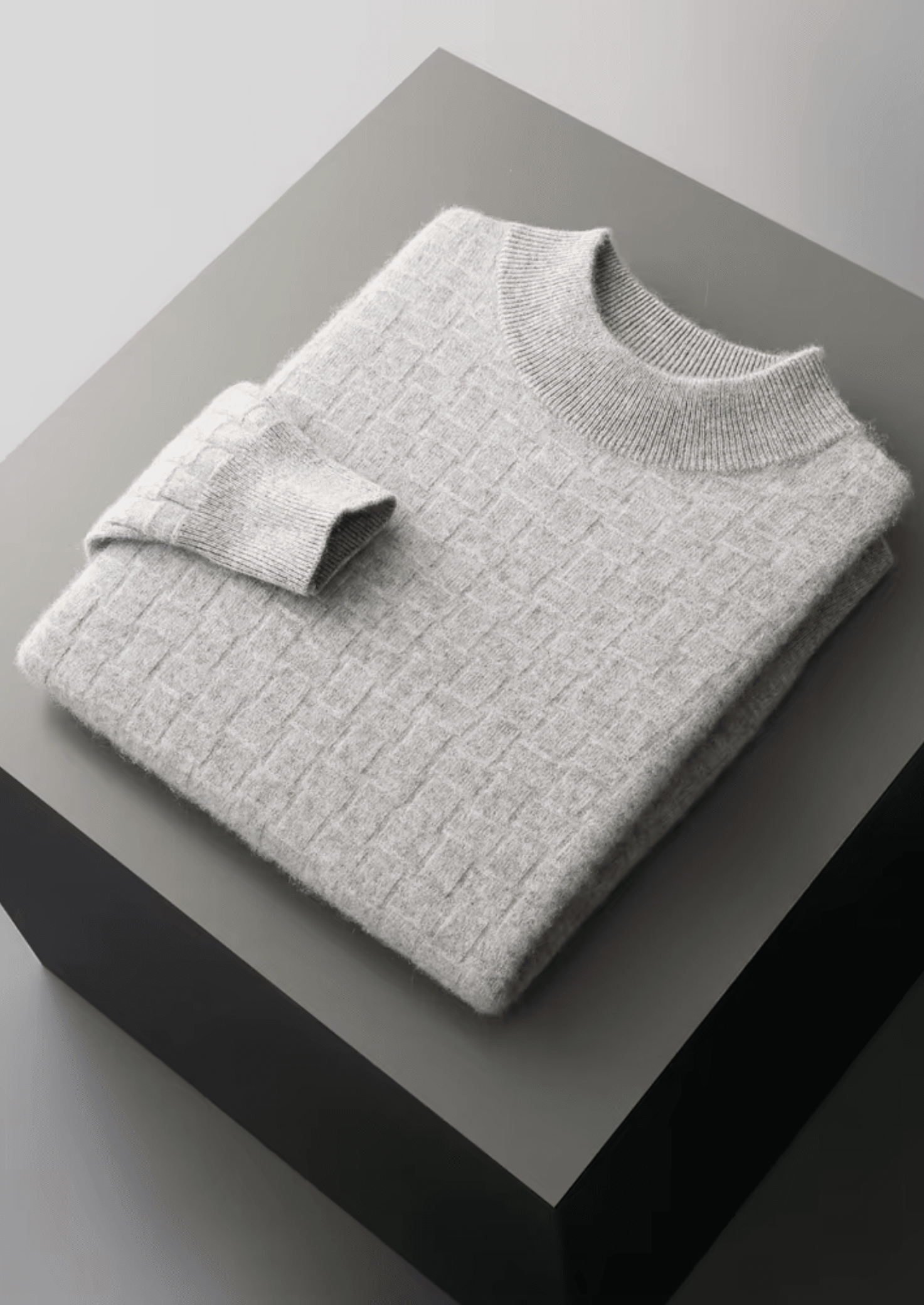 PURE EXTRA - FINE MERINO WOOL TEXTURED MOCKNECK - LORMIER - 