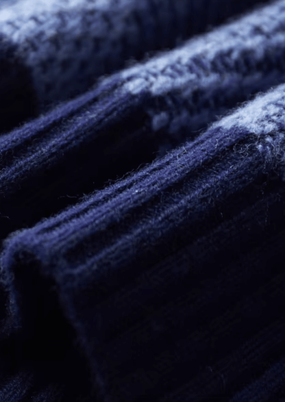 PURE EXTRA - FINE MERINO WOOL TWO TONE PATTERNED MOCKNECK - LORMIER - 