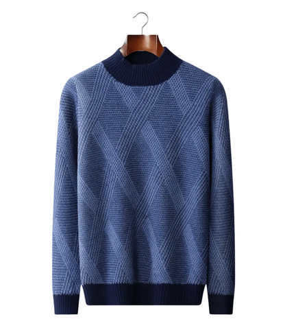 PURE EXTRA - FINE MERINO WOOL TWO TONE PATTERNED MOCKNECK - LORMIER - 