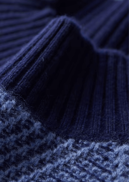 PURE EXTRA - FINE MERINO WOOL TWO TONE PATTERNED MOCKNECK - LORMIER - 