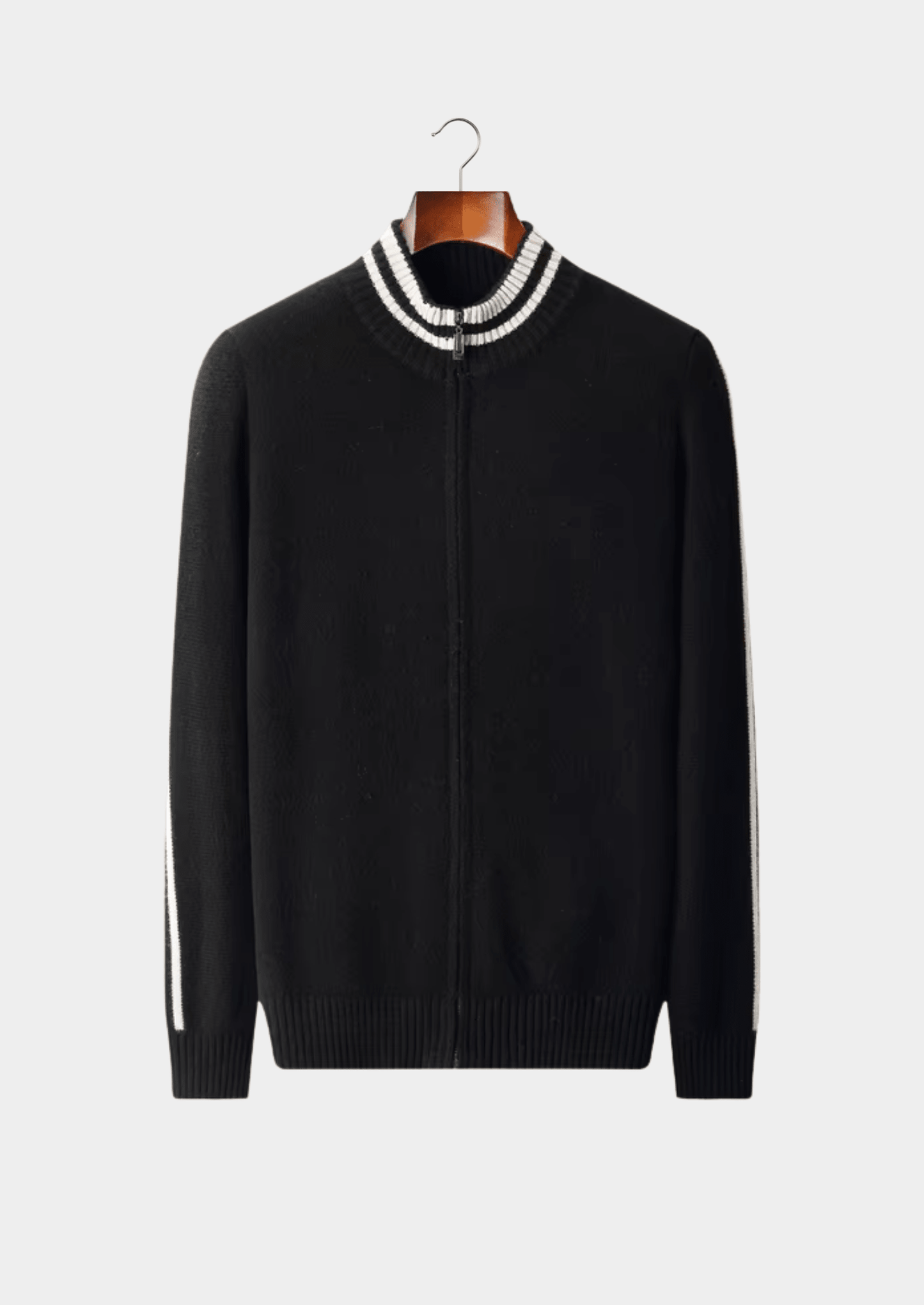 PURE EXTRA - FINE MERINO WOOL TWO TONE ZIP CARDIGAN - LORMIER - 