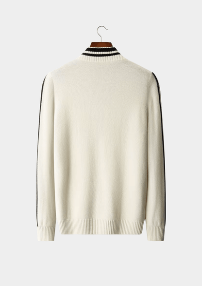 PURE EXTRA - FINE MERINO WOOL TWO TONE ZIP CARDIGAN - LORMIER - 