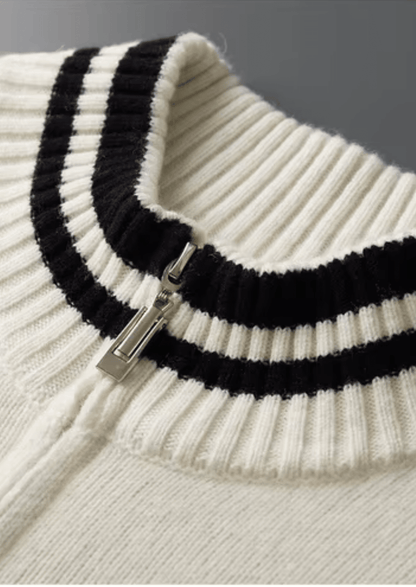 PURE EXTRA - FINE MERINO WOOL TWO TONE ZIP CARDIGAN - LORMIER - 