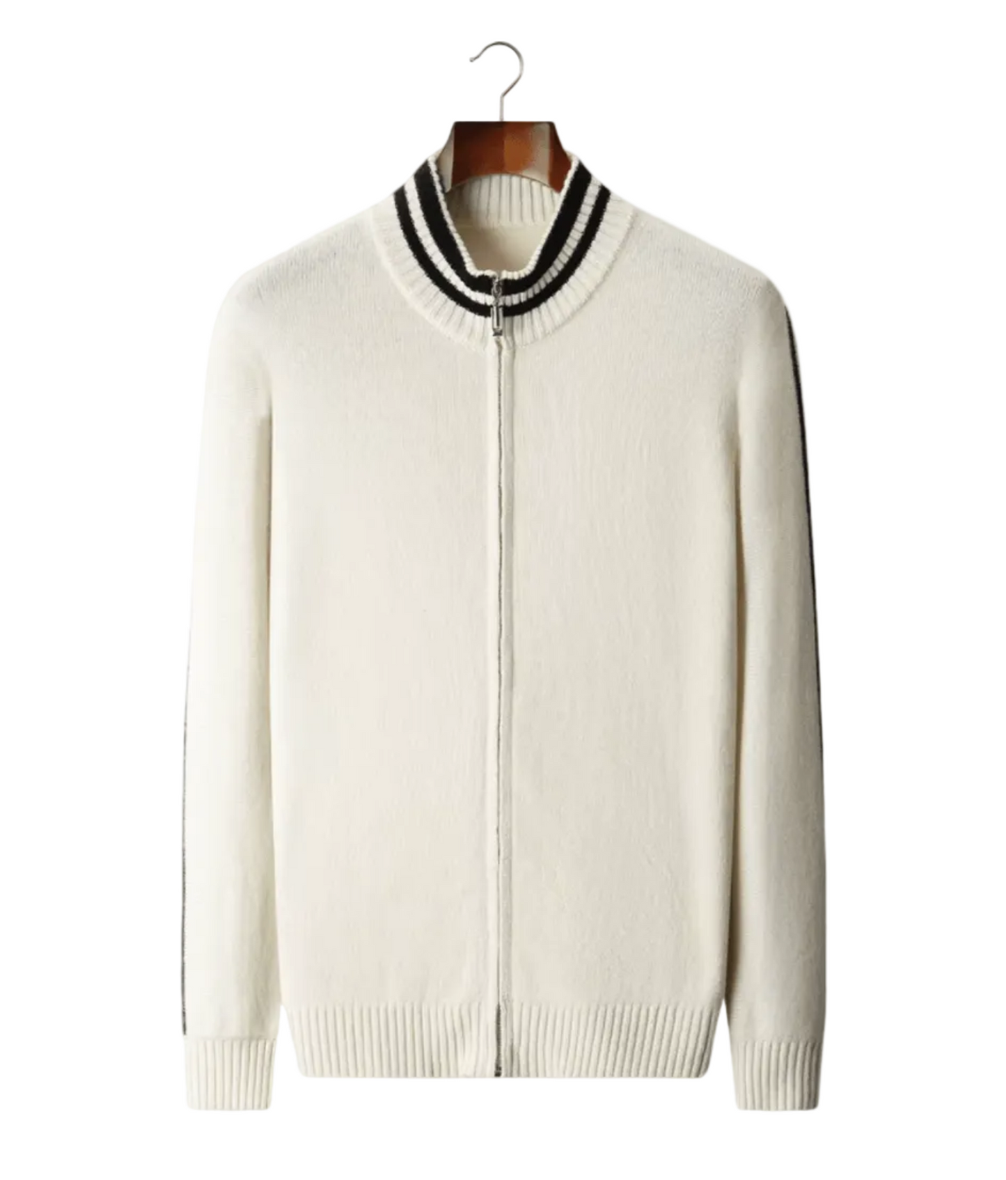 PURE EXTRA - FINE MERINO WOOL TWO TONE ZIP CARDIGAN - LORMIER - 