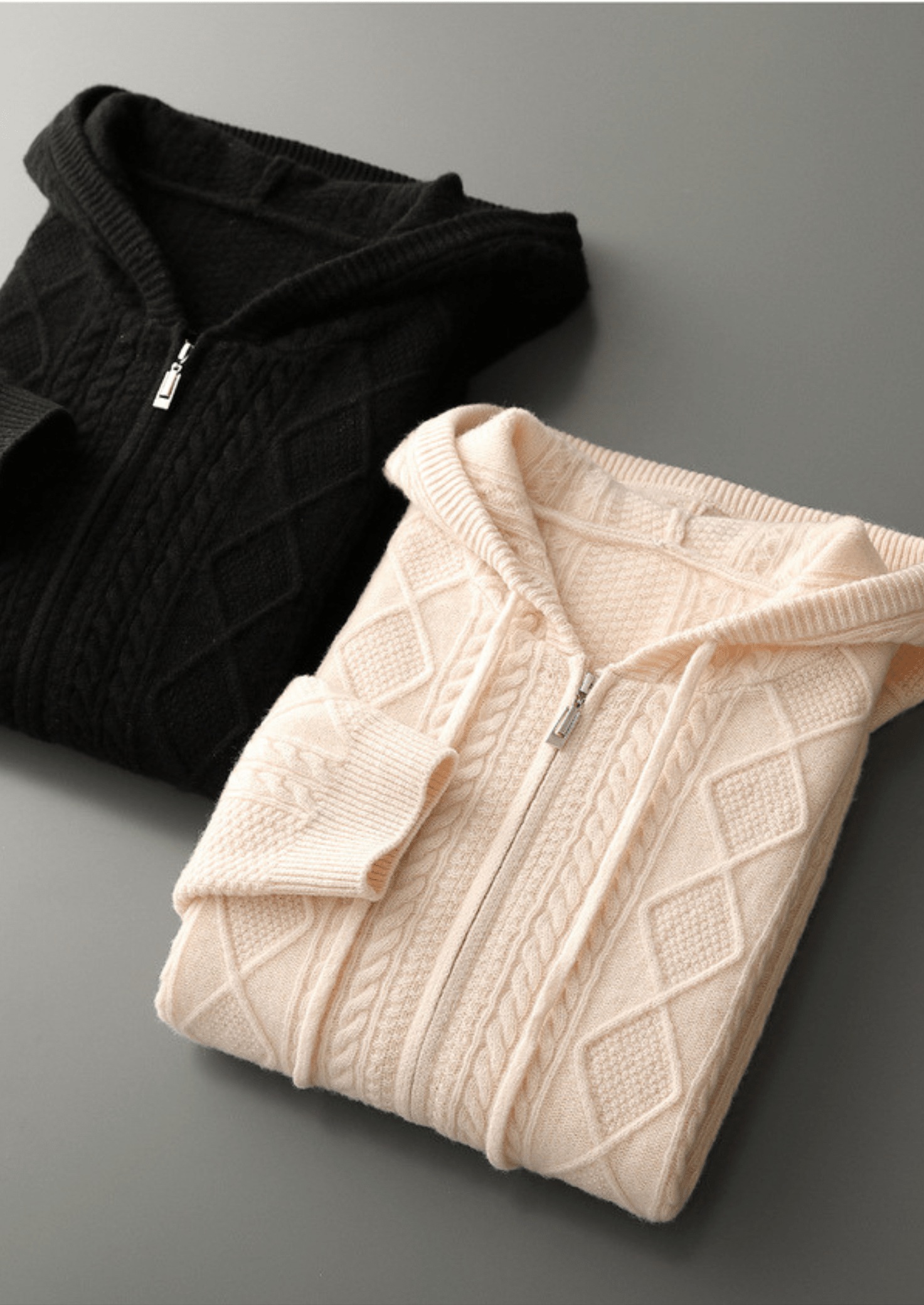 PURE EXTRA - FINE MERINO WOOL WINTERTIME ZIPPER HOODIE - LORMIER - 