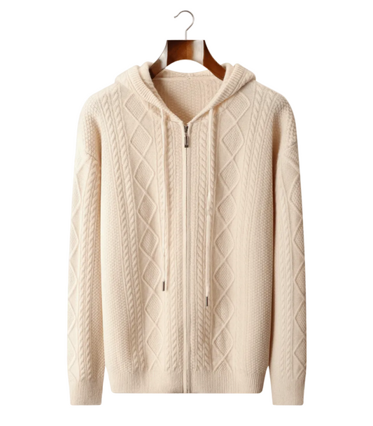 PURE EXTRA - FINE MERINO WOOL WINTERTIME ZIPPER HOODIE - LORMIER - 