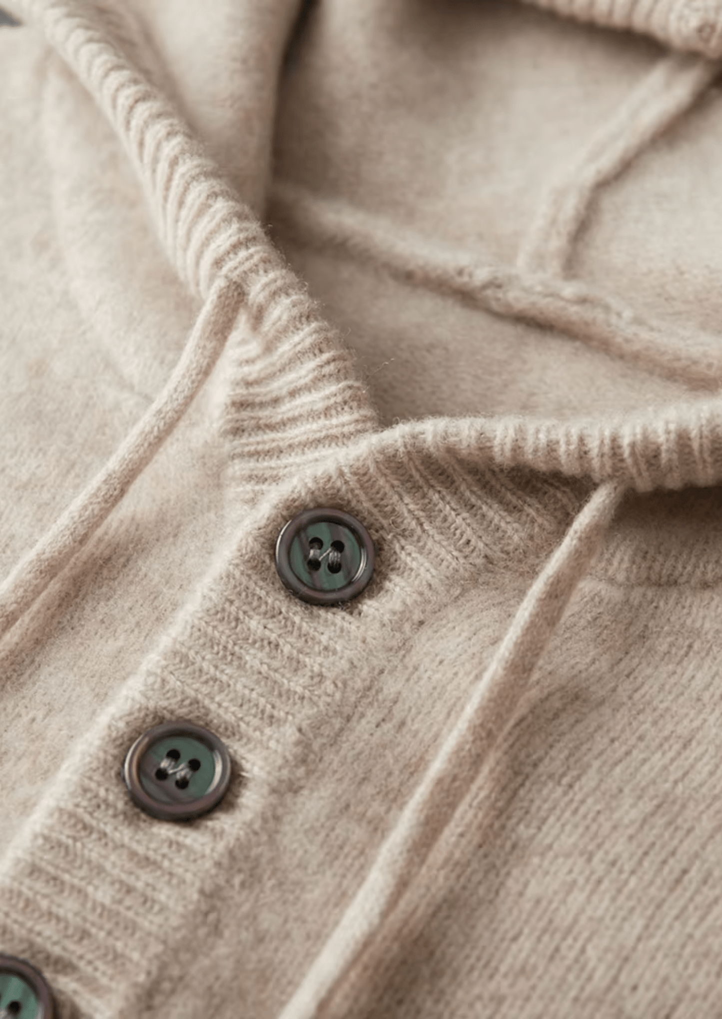PURE MERINO WOOL BUTTON HOODIE - LORMIER - 