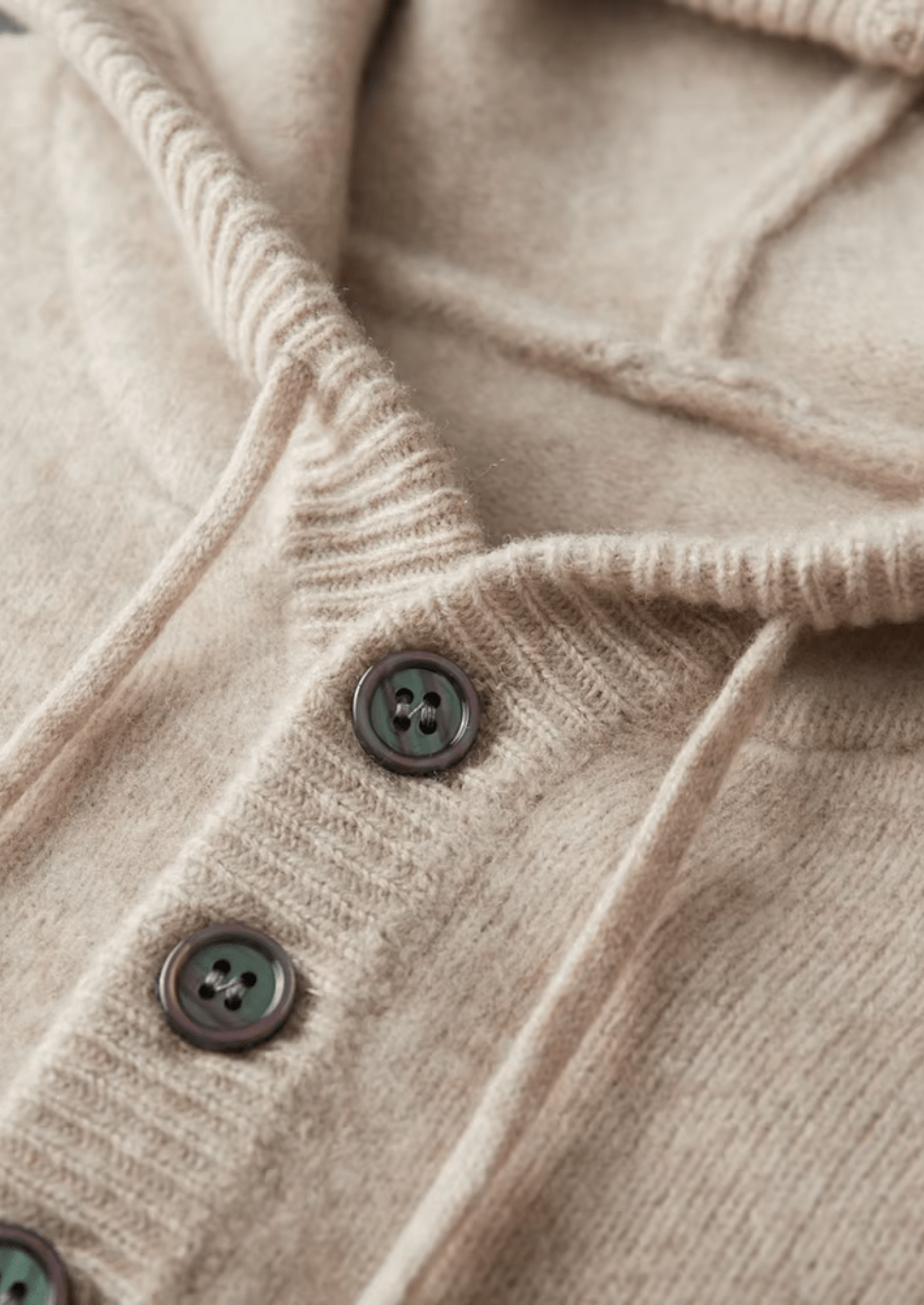 PURE MERINO WOOL BUTTON HOODIE - LORMIER - 