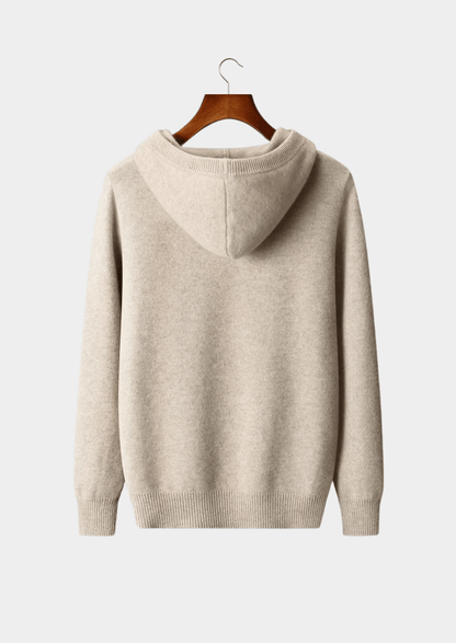PURE MERINO WOOL BUTTON HOODIE - LORMIER - 