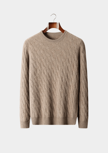 PURE MERINO WOOL CABLE CREWNECK - LORMIER - 