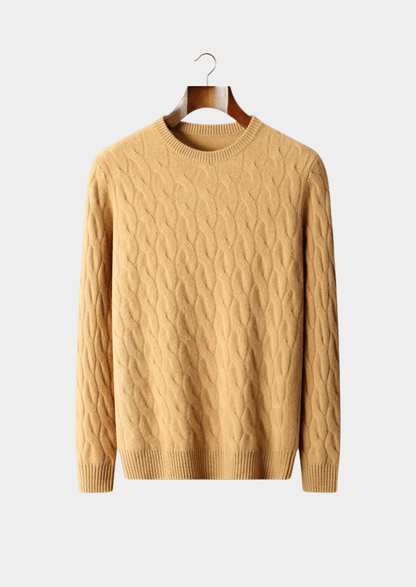 PURE MERINO WOOL CABLE CREWNECK - LORMIER - 