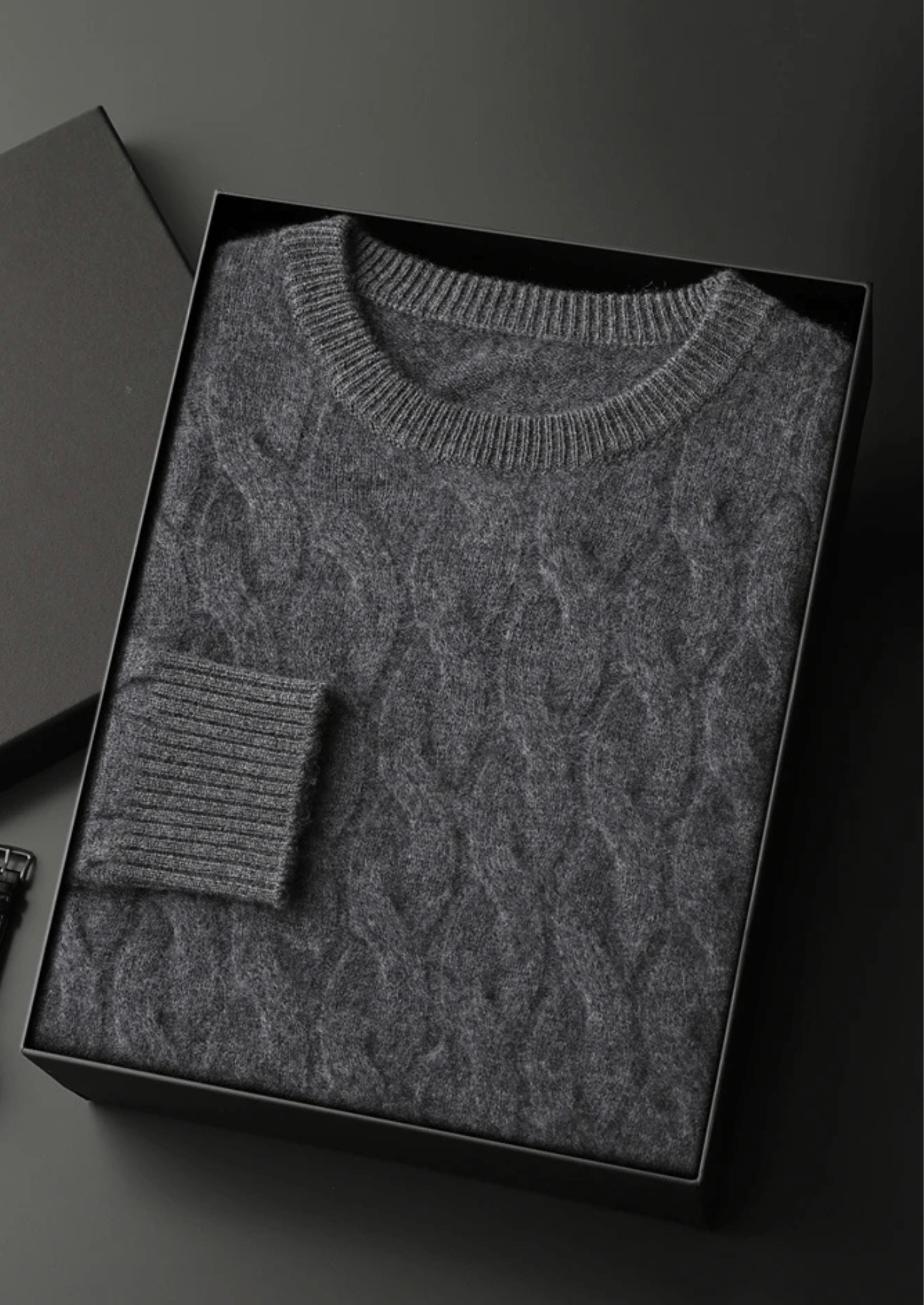 PURE MERINO WOOL CABLE CREWNECK - LORMIER - 