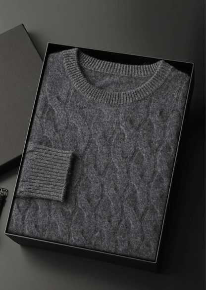 PURE MERINO WOOL CABLE CREWNECK - LORMIER - 