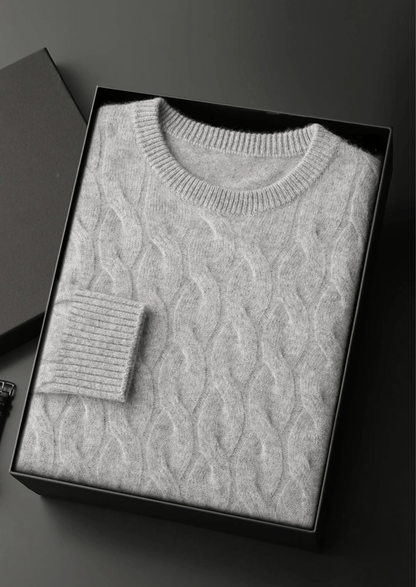 PURE MERINO WOOL CABLE CREWNECK - LORMIER - 