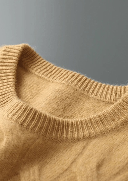 PURE MERINO WOOL CABLE CREWNECK - LORMIER - 
