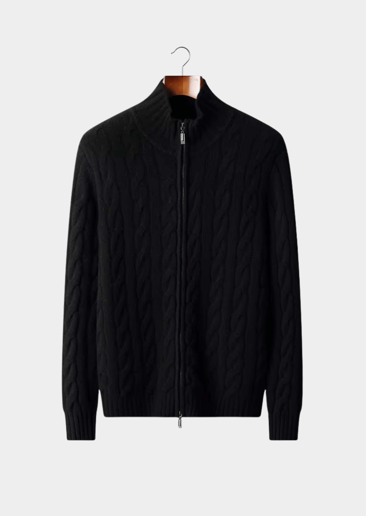PURE MERINO WOOL DUAL - ZIP CABLE CARDIGAN - LORMIER - 