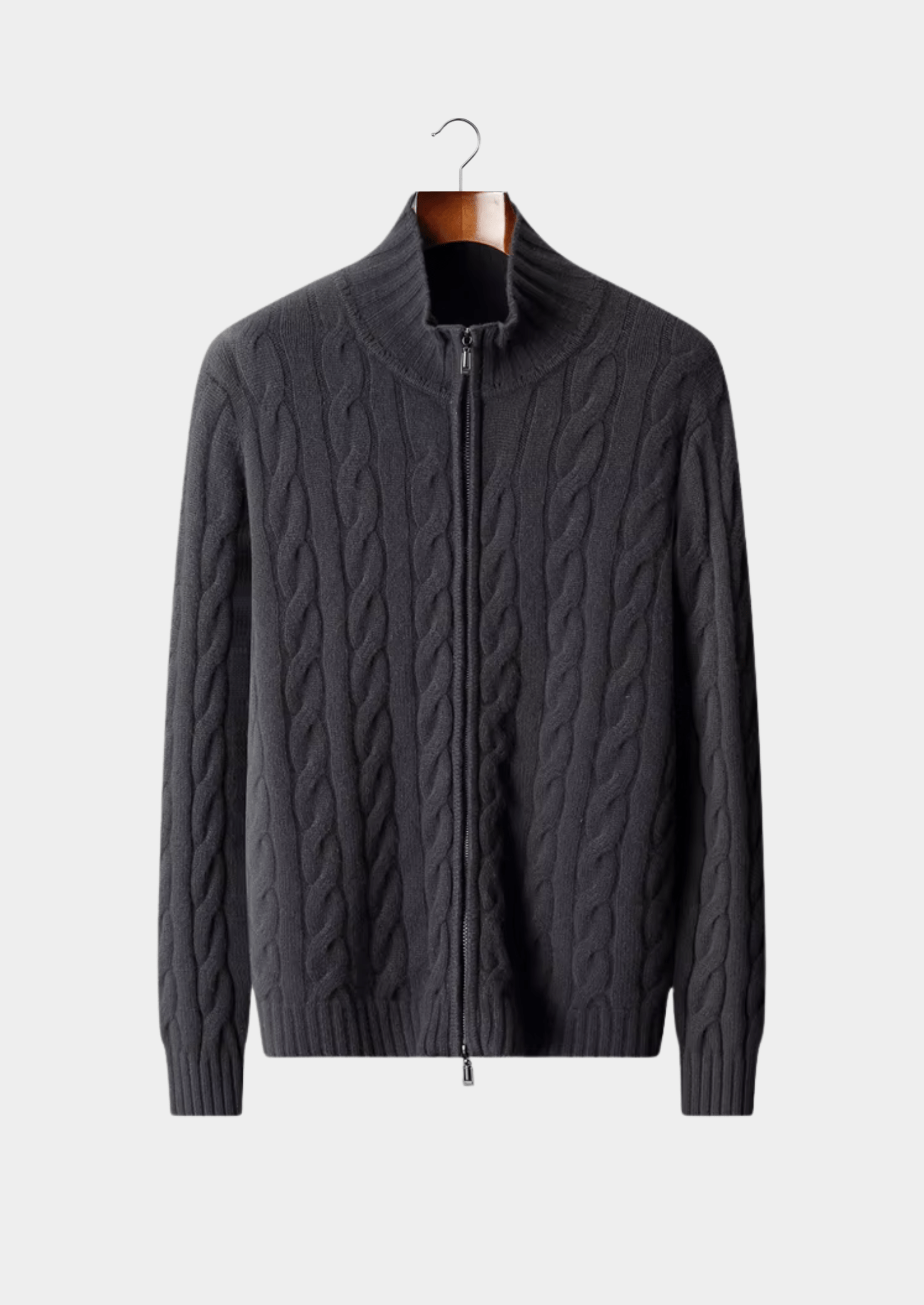 PURE MERINO WOOL DUAL - ZIP CABLE CARDIGAN - LORMIER - 