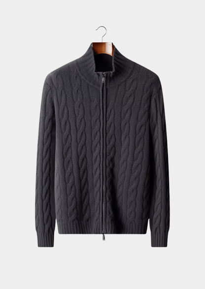 PURE MERINO WOOL DUAL - ZIP CABLE CARDIGAN - LORMIER - 
