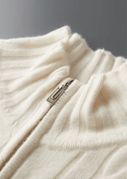 PURE MERINO WOOL DUAL - ZIP CABLE CARDIGAN - LORMIER - 