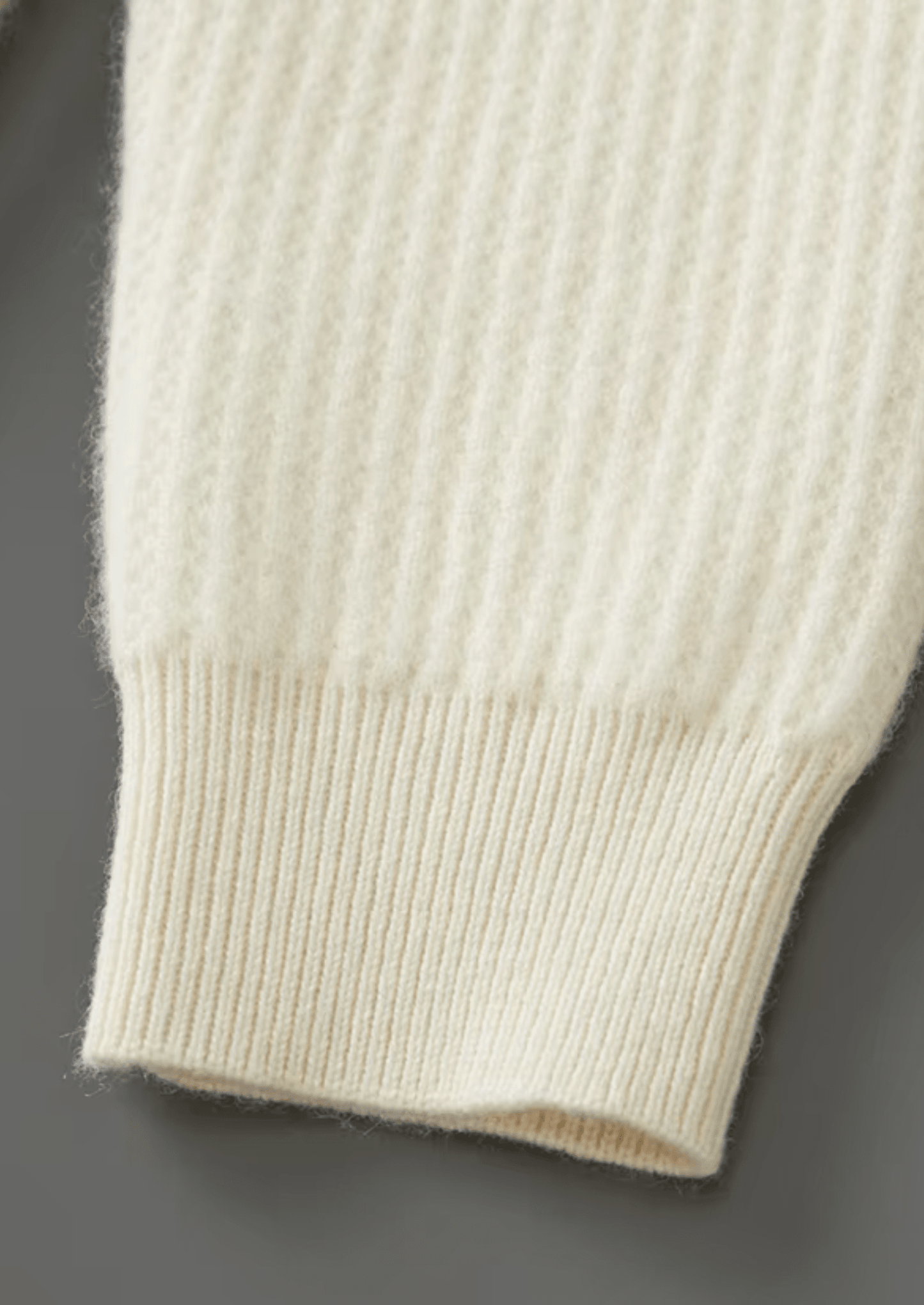 PURE MERINO WOOL RIBBED ZIPPER HOODIE - LORMIER - 
