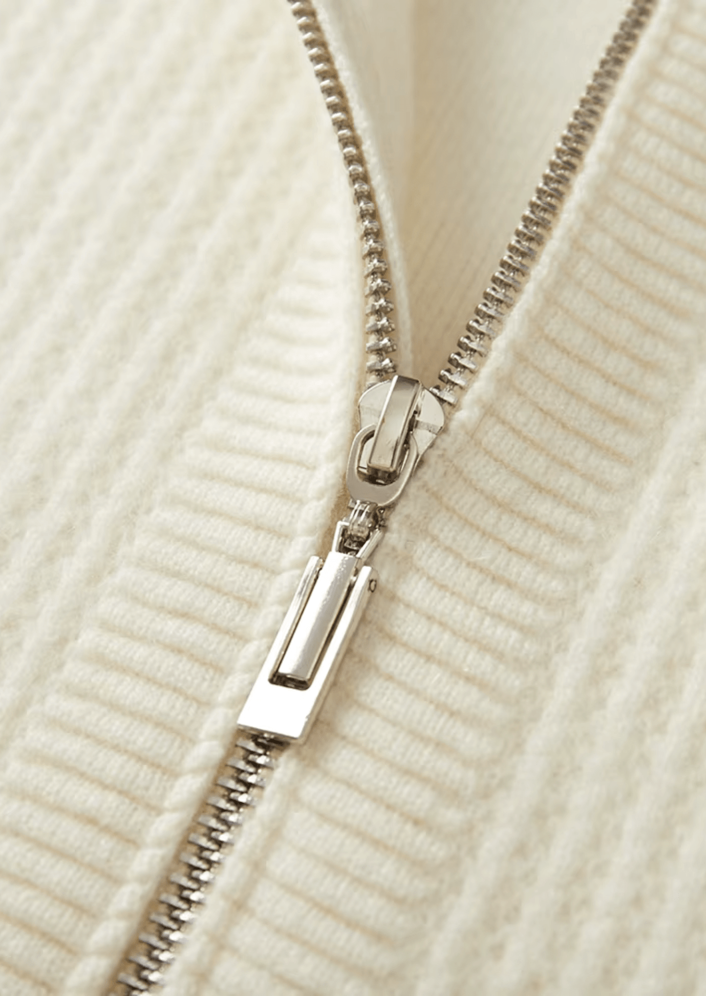 PURE MERINO WOOL RIBBED ZIPPER HOODIE - LORMIER - 