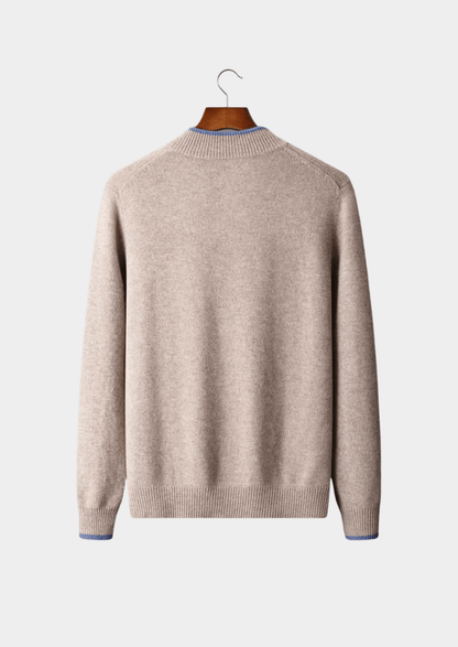 PURE MERINO WOOL TWO - TONE ZIP CARDIGAN - LORMIER - 