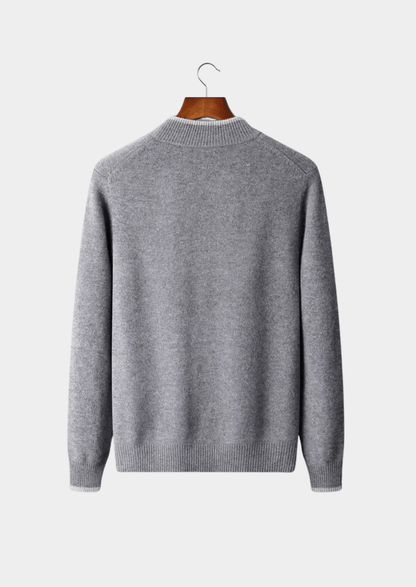 PURE MERINO WOOL TWO - TONE ZIP CARDIGAN - LORMIER - 