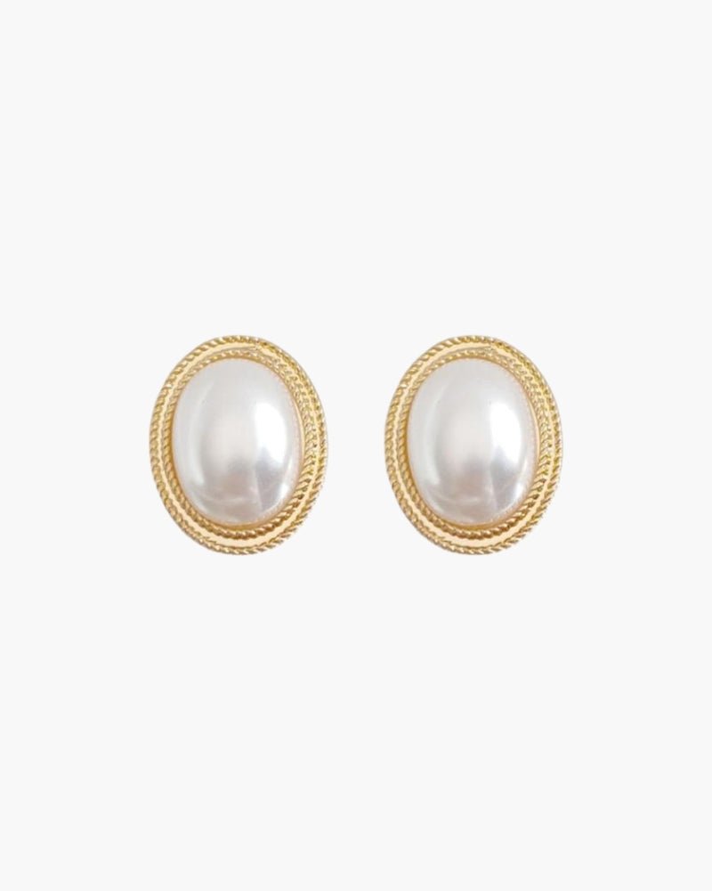RADIANCE OVAL PEARL STUDS - LORMIER - 