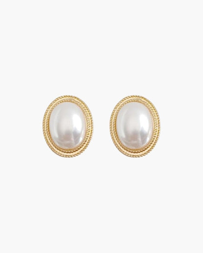 RADIANCE OVAL PEARL STUDS - LORMIER - 